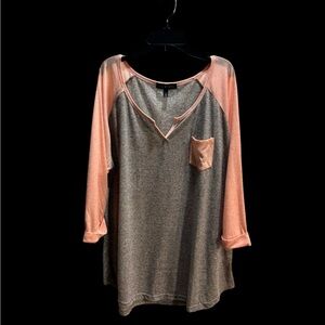 Derek Heart Gray and Pink Long Sleeve Tee